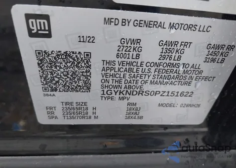 2023 Cadillac Xt5 Awd Premium Luxury из США, поврежденный, VIN 1GYKNDRS0PZ151622